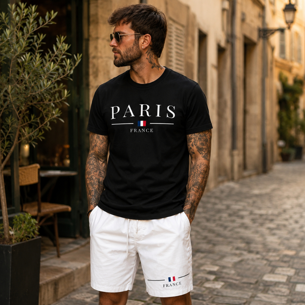 Conjunto Masculino Camiseta + Short Tectel Estampado Streetwear Qualidade Premium