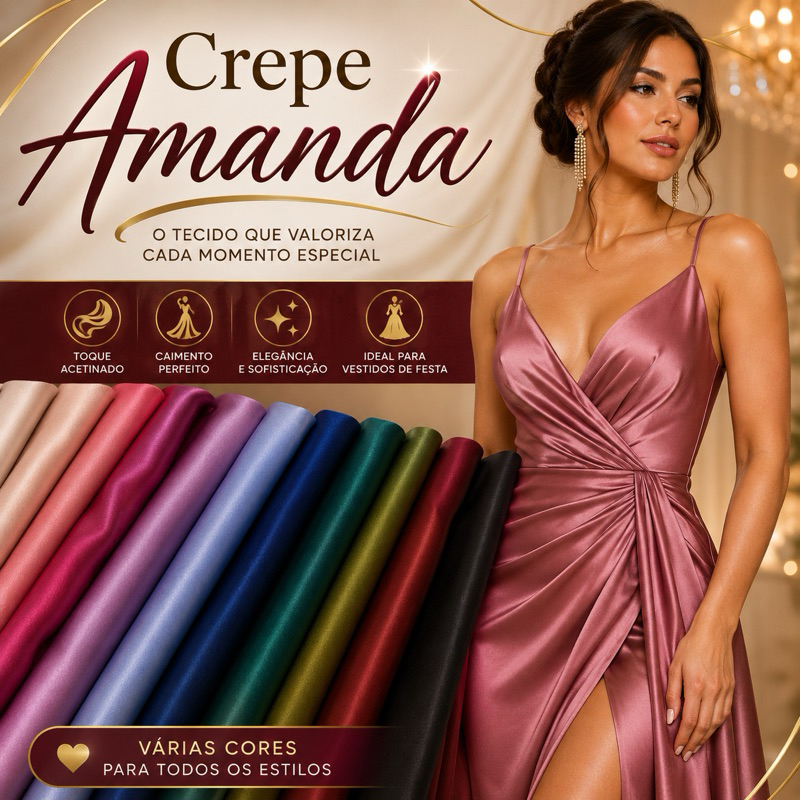 5M Tecido Crepe Amanda ( 5m x 1,50m )
