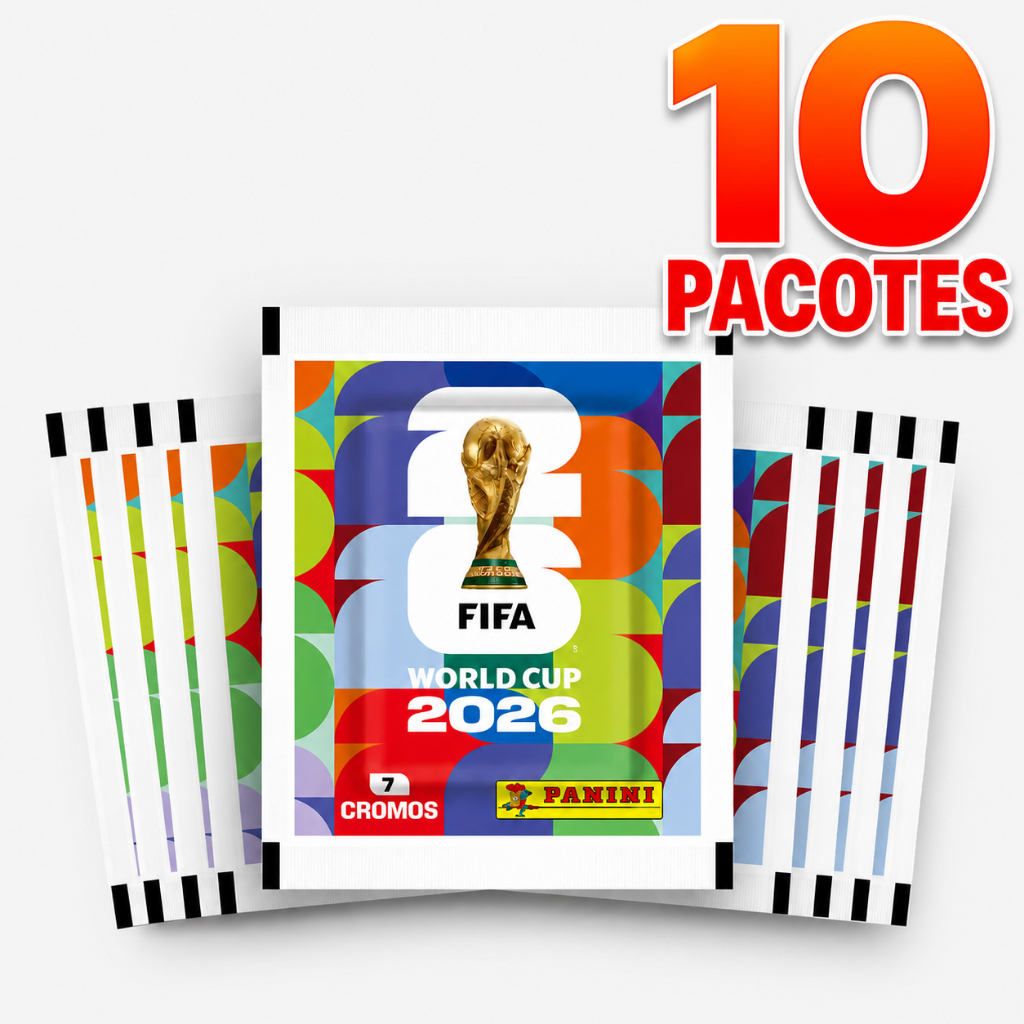 Kit Com 10 Envelopes De 7 Figurinhas + Chance de Lendária Copa Do Mundo 2026 Panini Oficial