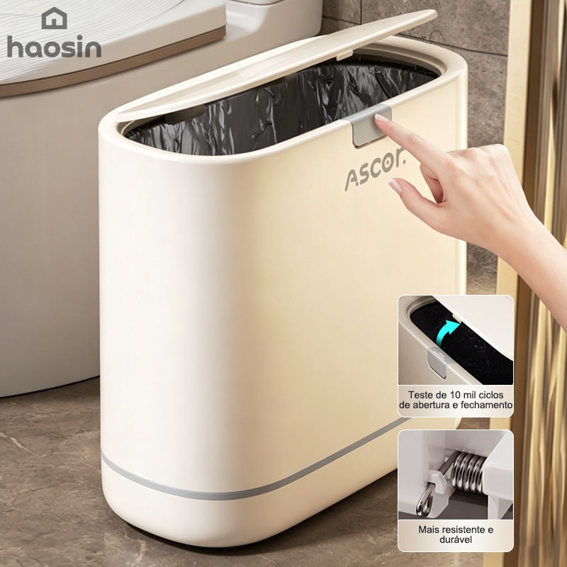 Haosin Lixeira Grande Automática 9L – para Cozinha, Banheiro, Escritório e Quarto