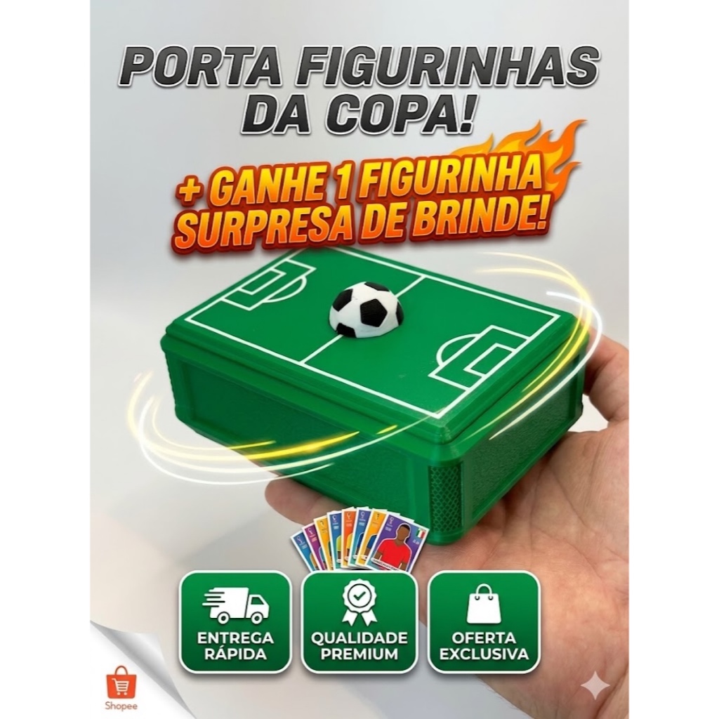 Case Porta Figurinhas 2026 Personalizada Campo De Futebol Brinde Surpresa