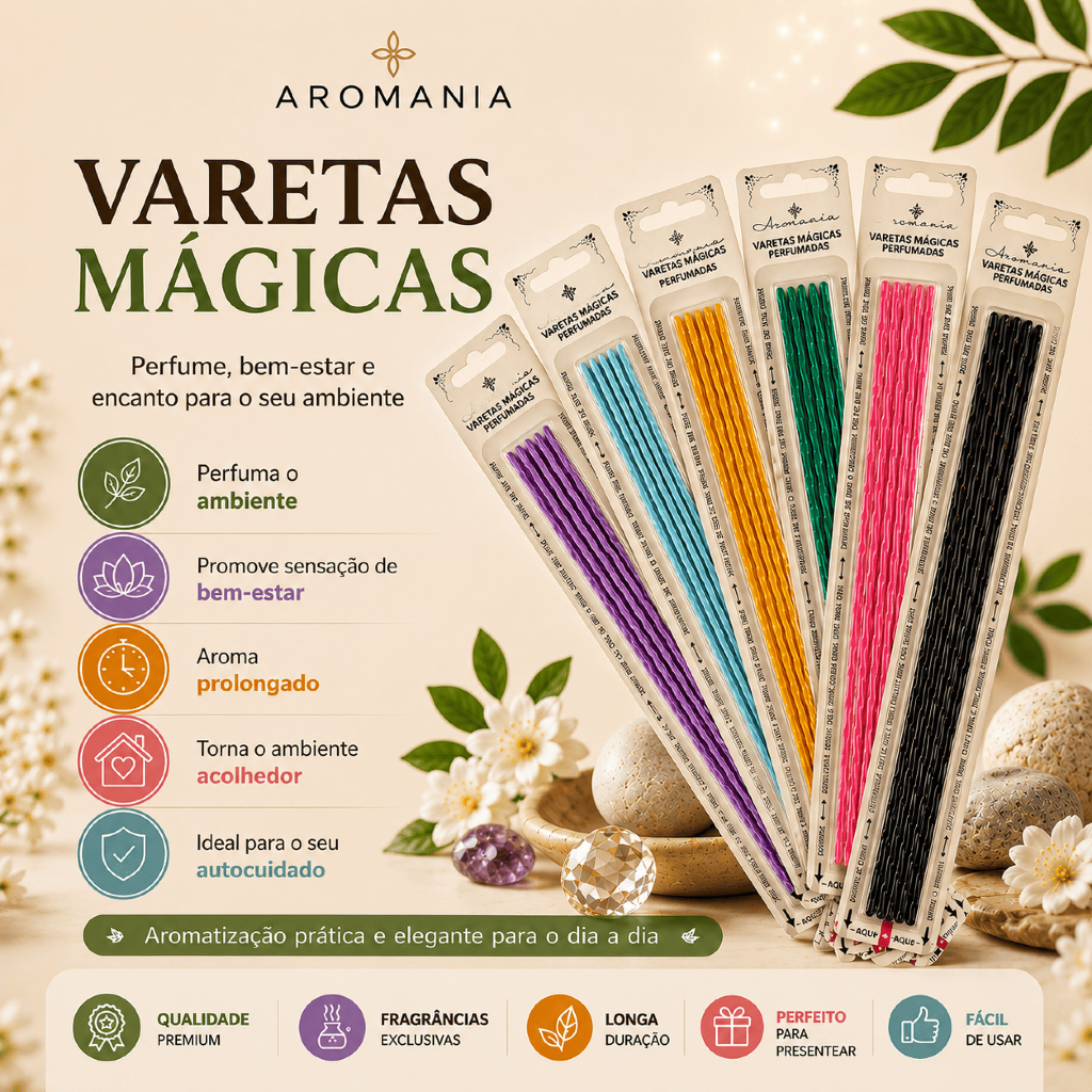 Kit 3 Varetas Aromáticas Perfumadas Difusor Aromatizador Ambiente Aroma Duradouro Premium