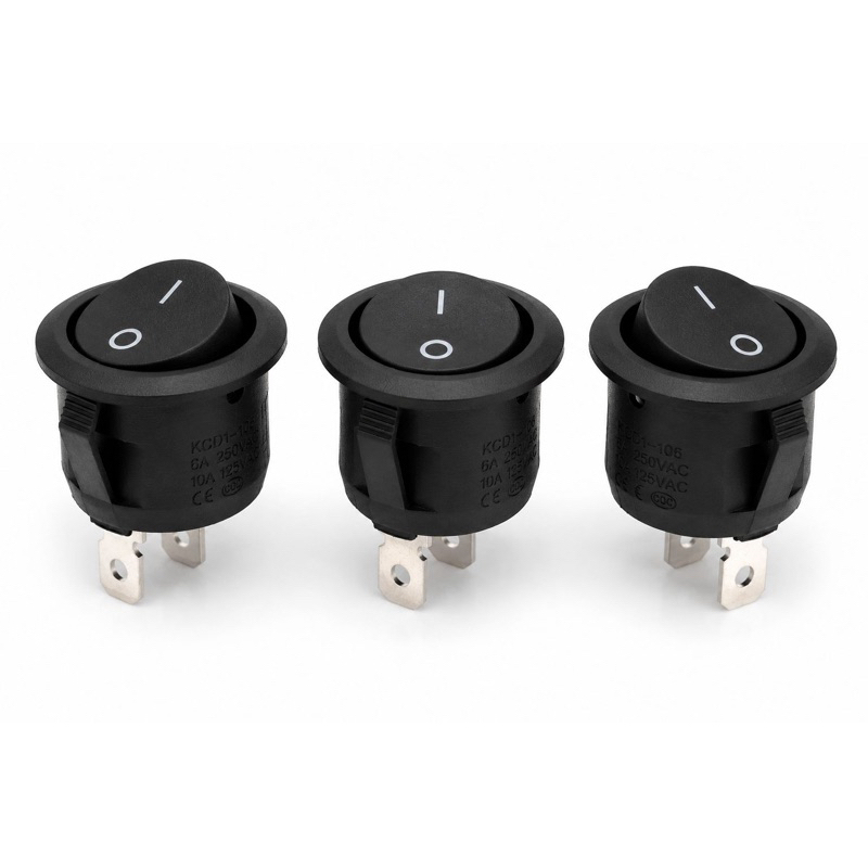 Kit 3 Chaves Gangorra On/Off  Redonda Preta 2 Terminals  6A/250V 10 A 125v