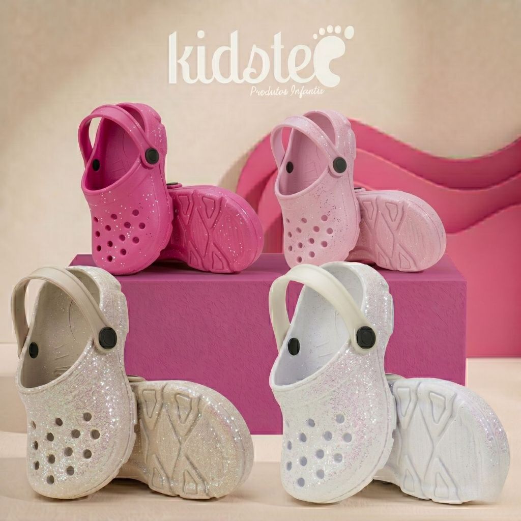 Sandália Babuche Lisa com Glitter Infantil Confortável Promoção Kidstep