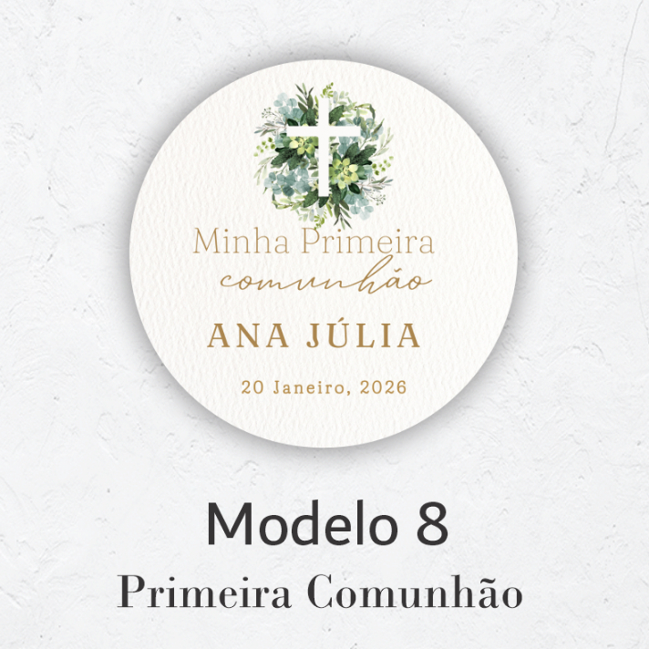 Adesivo Lembrancinha de Batizado Primeira Comunhão Crisma Personalizado com Nome 4x4 e 5x5cm
