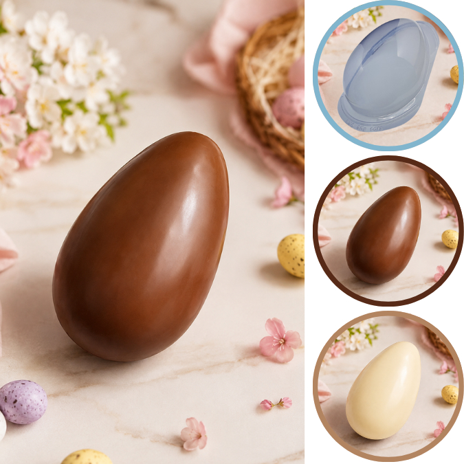 1~4 Forma Simples Ovo Liso 5kg 1413 em Acetato BWB Para Bombom e Doces de Chocolate e Confeitaria. (CHOCO)