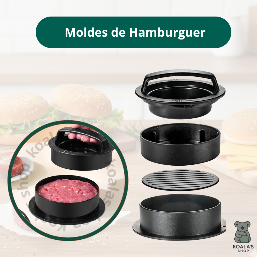 Moldes Forma de Hambúrguer com Base Removível (Grande e Pequeno)