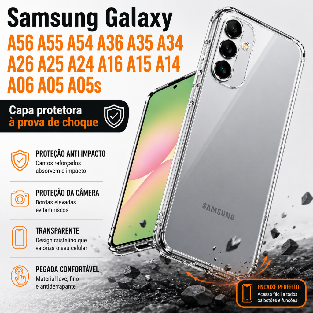 Samsung Galaxy A56 A55 A54 A36 A35 A34 A26 A25 A24 A16 A15 A14 A06 A05 A05s Capa protetora à prova de choque