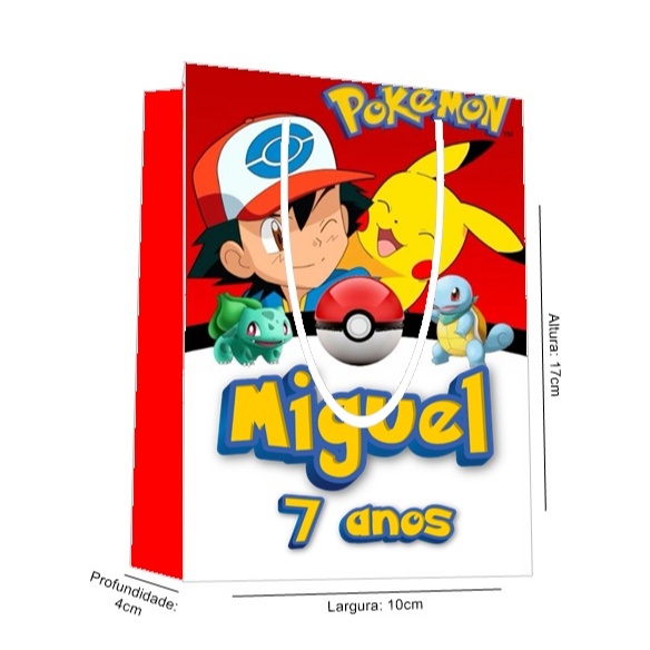 Sacolinha Pokemon Personalizada para Aniversário/ Lembrancinha Festa Infantil / Qualquer nome e idade