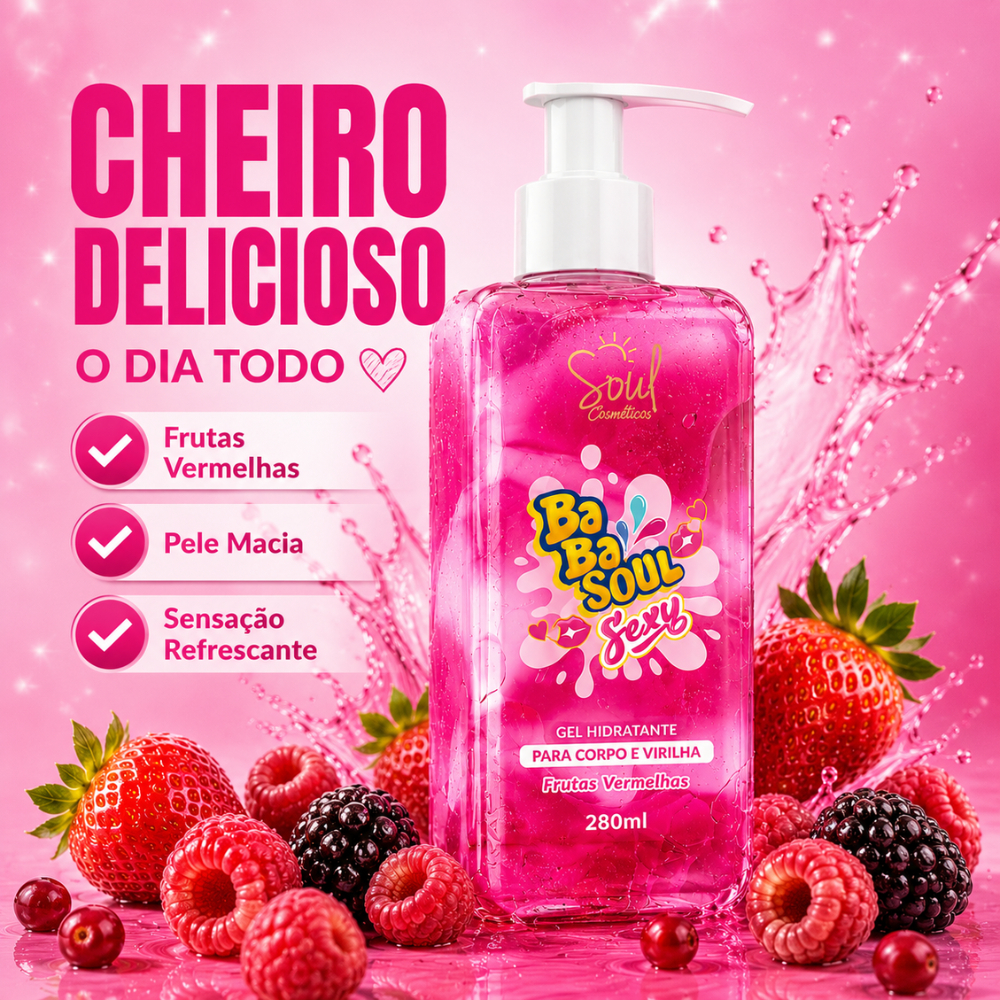 BaBa Soul Gel Hidratante Feminino Para Virilha e Corpo Com Toque Sedoso e Aroma Irresistível