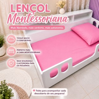 Kit Jogo 2 Peças Lençol Montessoriana Micropercal 400 Fios Mini Cama Infantil Fronhas Per…