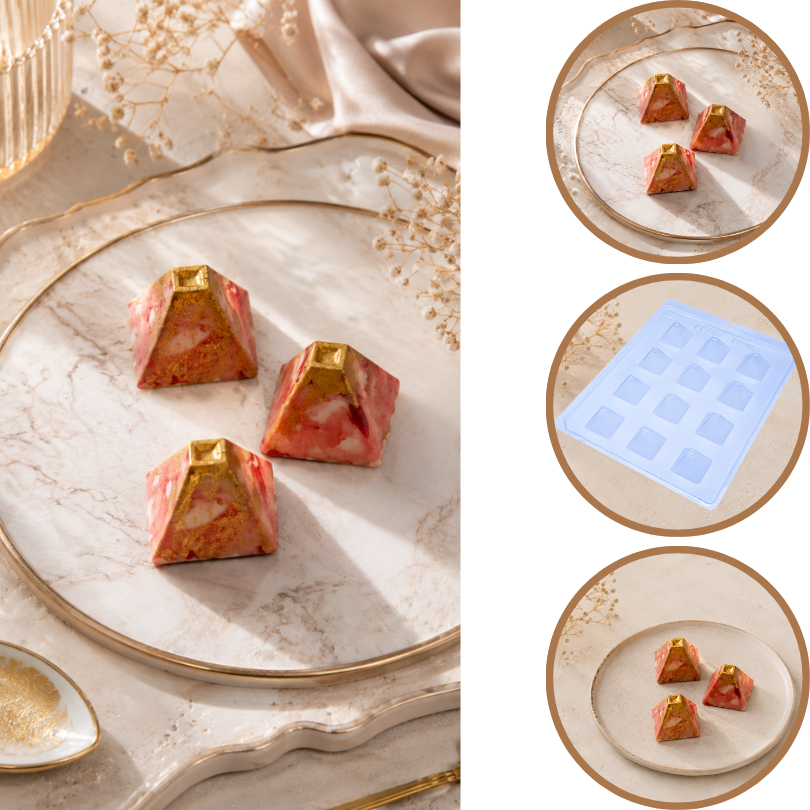 1~10 Forma Simples Bombom Pirâmide 9526-(B5) em Acetato BWB Para Doces de Chocolates e Confeitaria. (CHOCO)