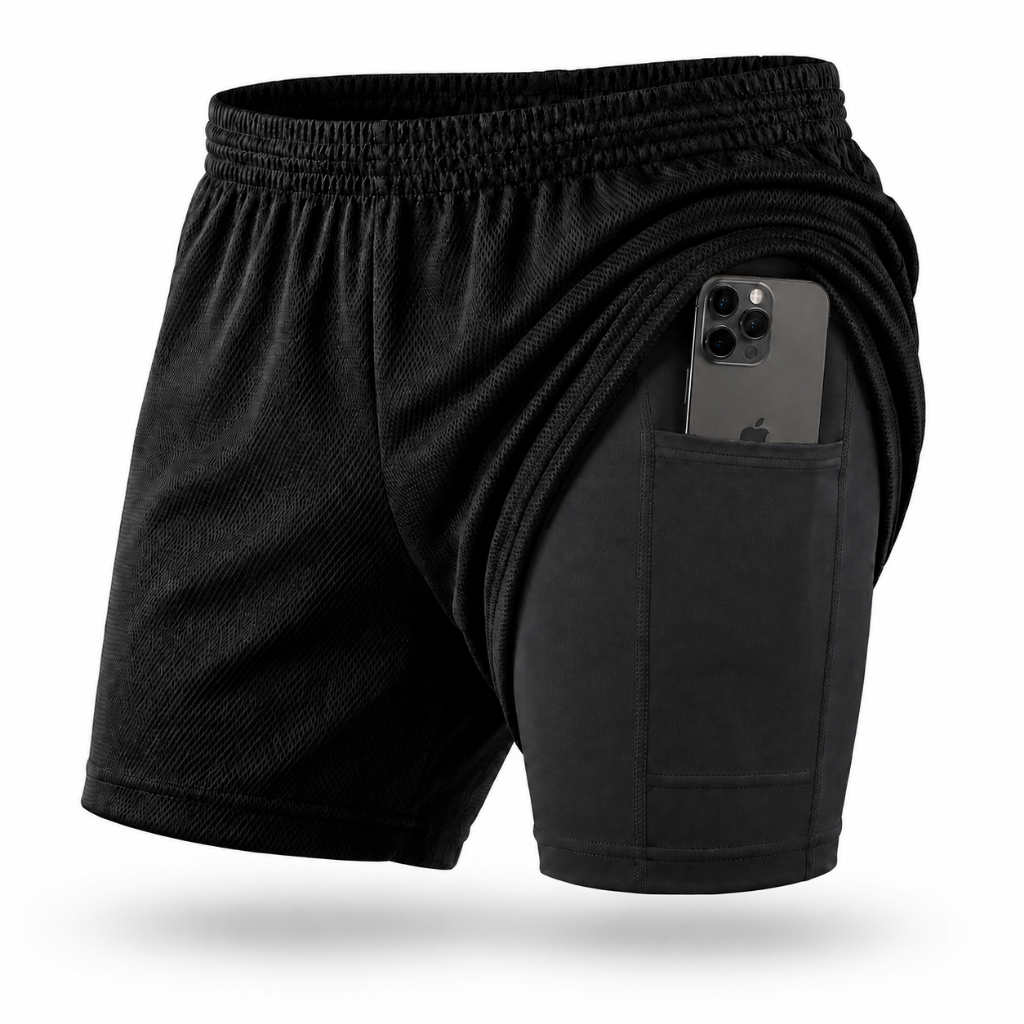 Shorts Bermuda 2 Em 1 Masculina Dry Fit Treino Academia Confortável Sem Marcar