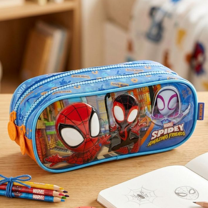 Estojo Escolar Penal Duplo Compartimento Infantil Menino Spider Man Spidey Homem Aranha Marvel