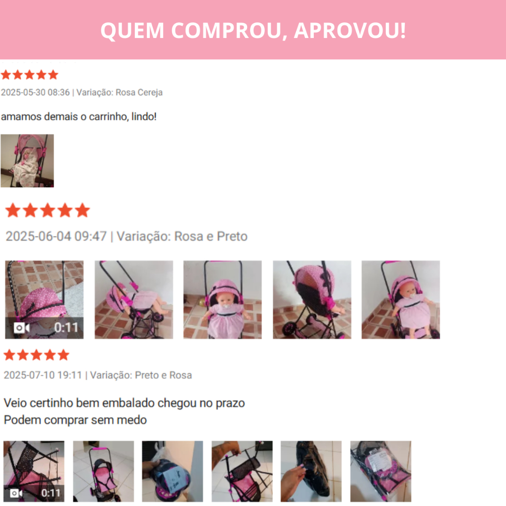 Carrinho De Boneca Infantil Para Criança Bonecas Reborn Luxo Veiculo Brinquedo Em Ferro Brinquedos Carrinhos Grande Kids — imagem 2 de 2