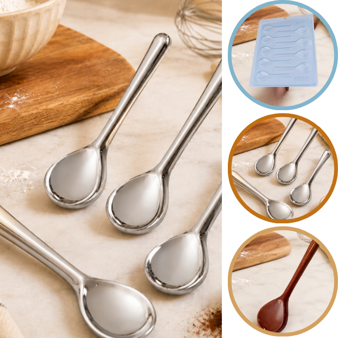 1~10 Forma Simples Colher 1053 - (E5) em Acetato BWB Para Bombom e Doces de Chocolate e Confeitaria. (CHOCO)