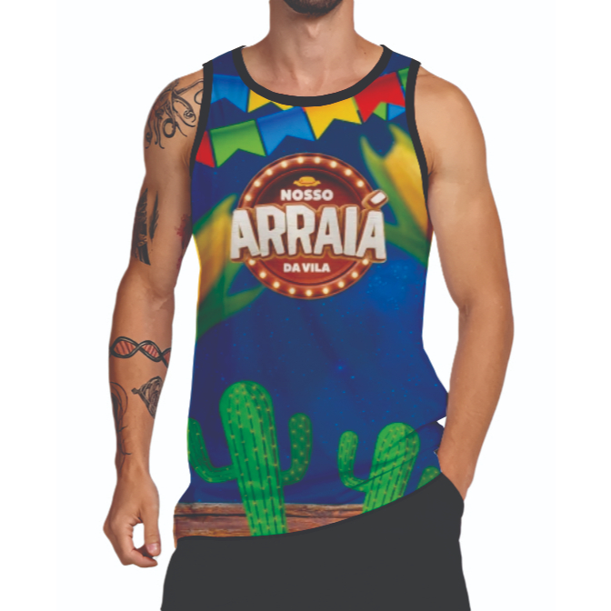 Camiseta Regata sem manga Poliéster Nosso Arraiá da Rifa