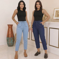 Calça Jeans Jogger Casteliê Feminina