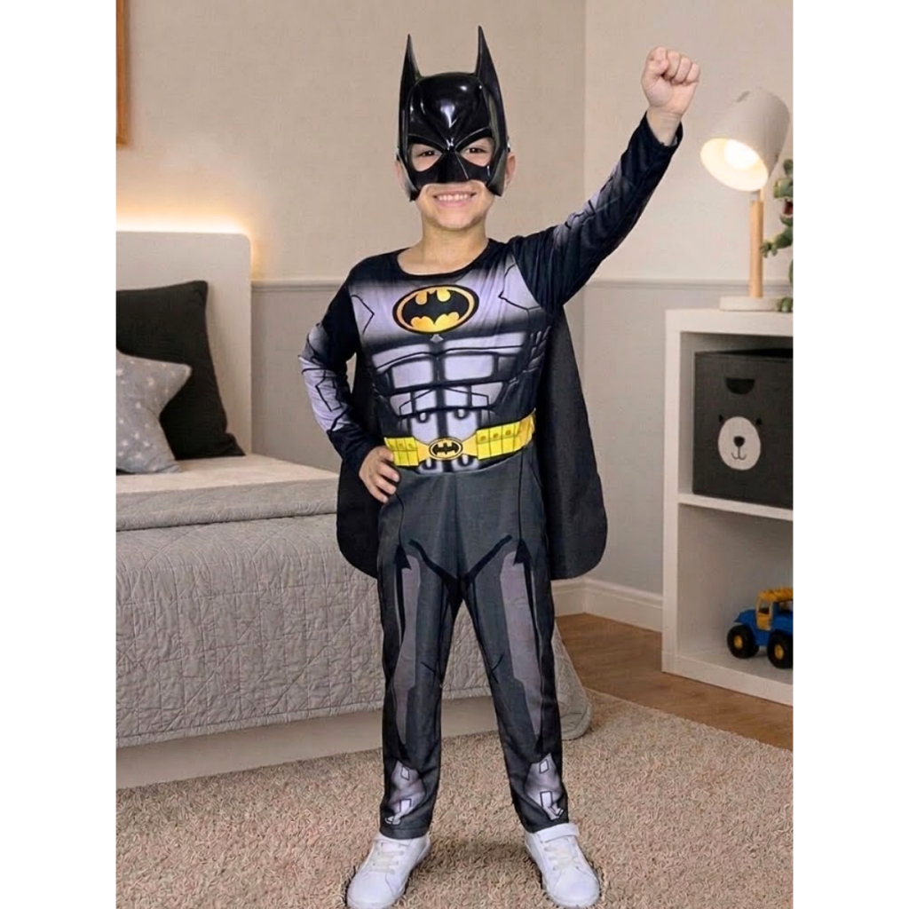 Roupa Fantasia Infantil BatmanLongo C\Enchimento C\Máscara
