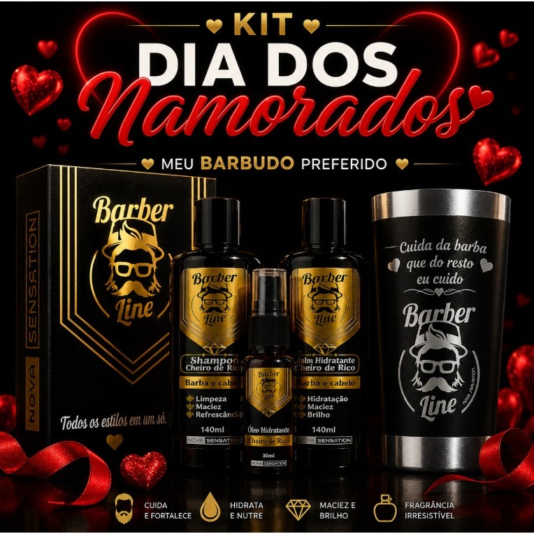 Kit Barba Presente Para o Namorado Copos Personalizados Romântico