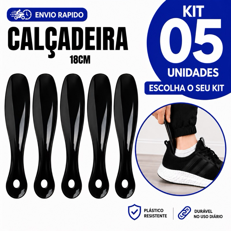 Kits de Calçadeira de Plástico para Sapato Tênis Bota Calçados Calçador 18cm