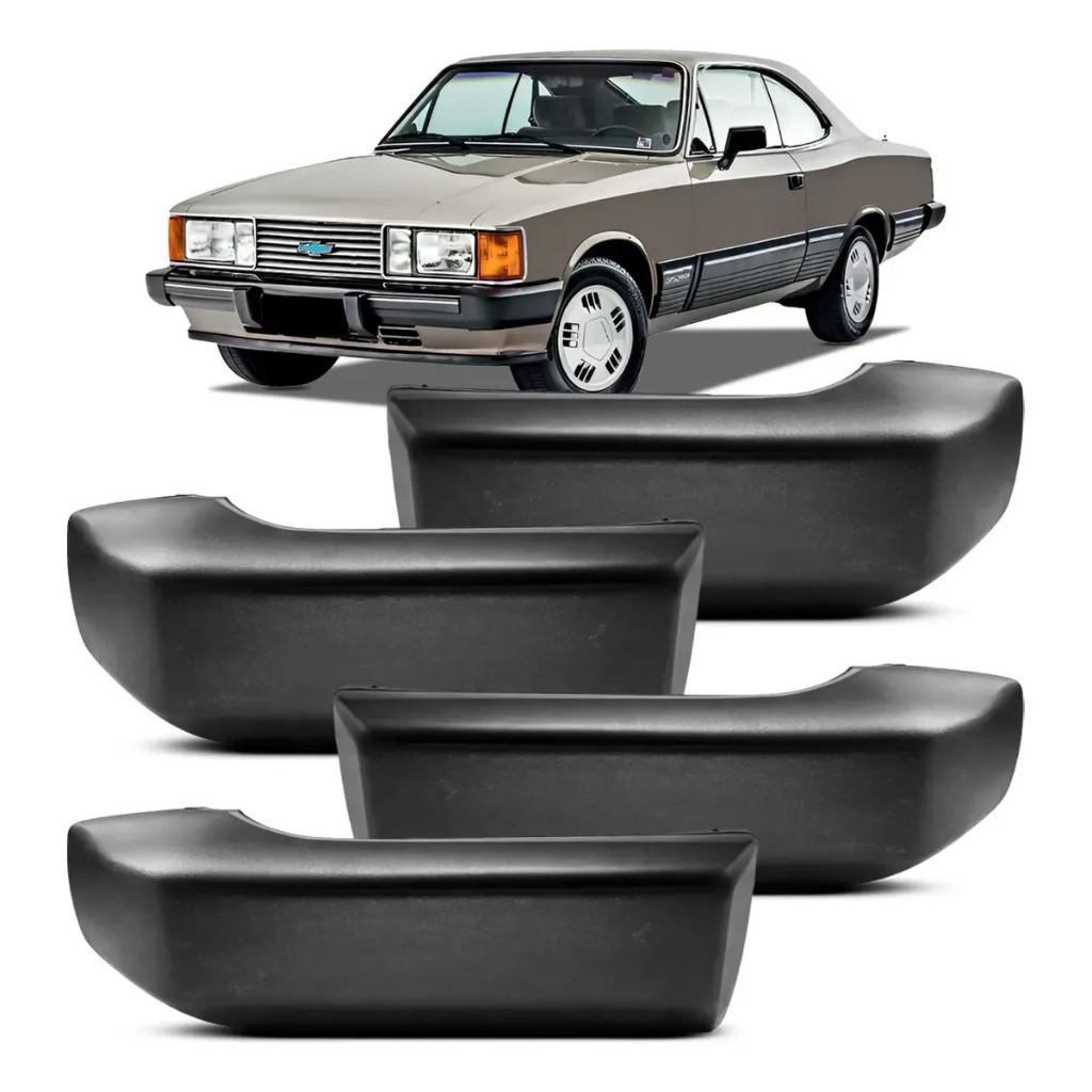 Kit Polaina Parachoque Opala 85 A 90 Preto Ponteira Dianteira e Traseira