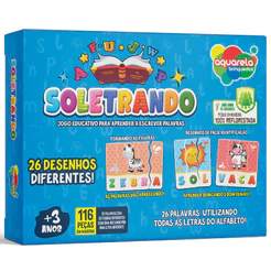 Soletrando Quebra-Cabeça em Madeira MDF Brinquedo Educativo Alfabetização 116 Peças Pedagógico