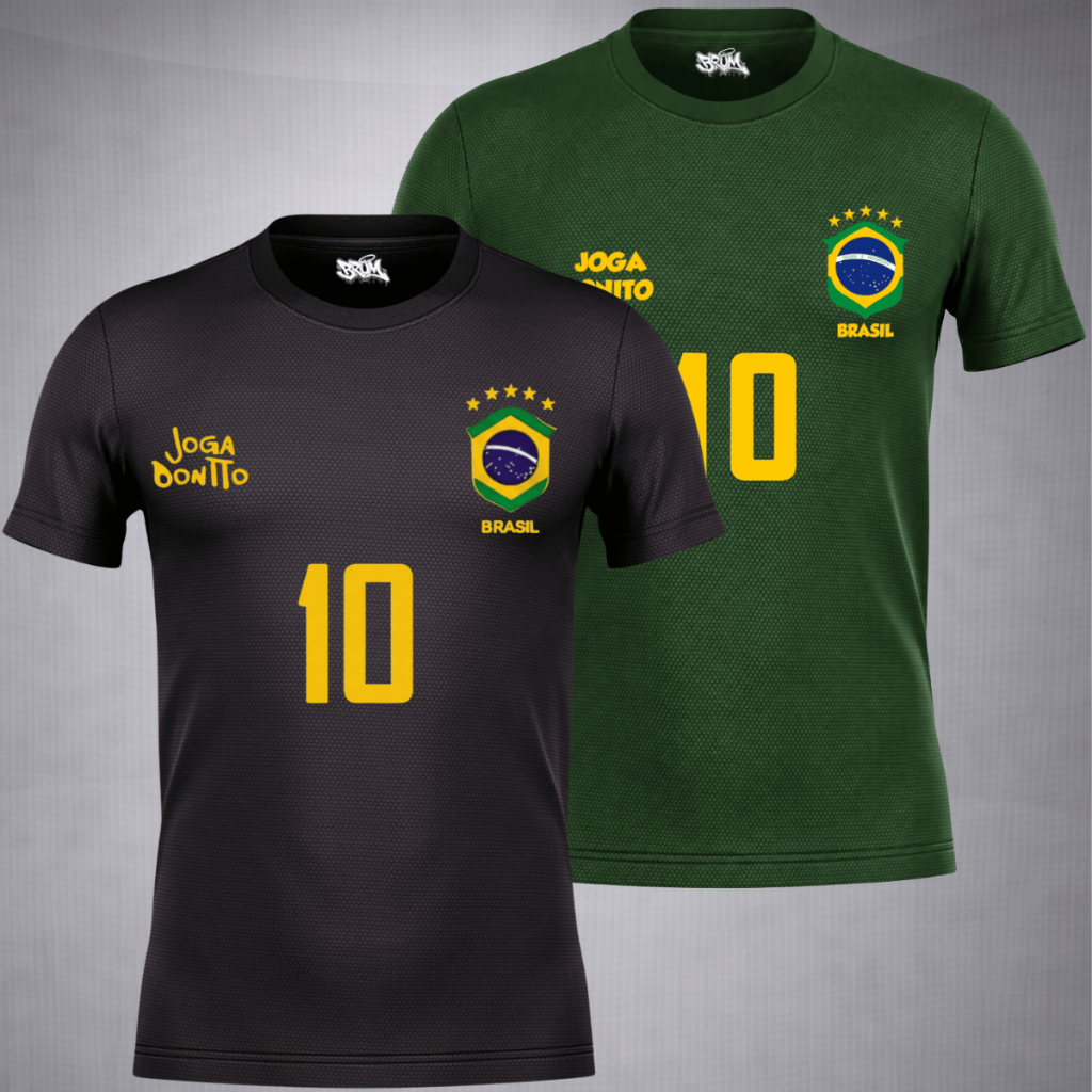 Kit 2 Camiseta Masculina Corrida Dry Fit Excelente Brasil Brum Copa Do Mundo Oferta