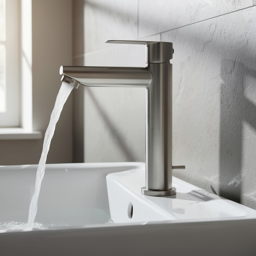 Torneira De Banheiro Lavatório Mesa Luxo Inox Escovado Retrô Bica Alta Banheiro Cuba Sobrepor Moderna Resistente Premium