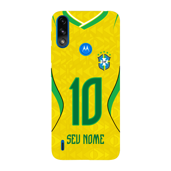 Capinha para Moto E7 Power Anti Impacto Personalizada - Copa Brasil Brazil Amarela com nome e número