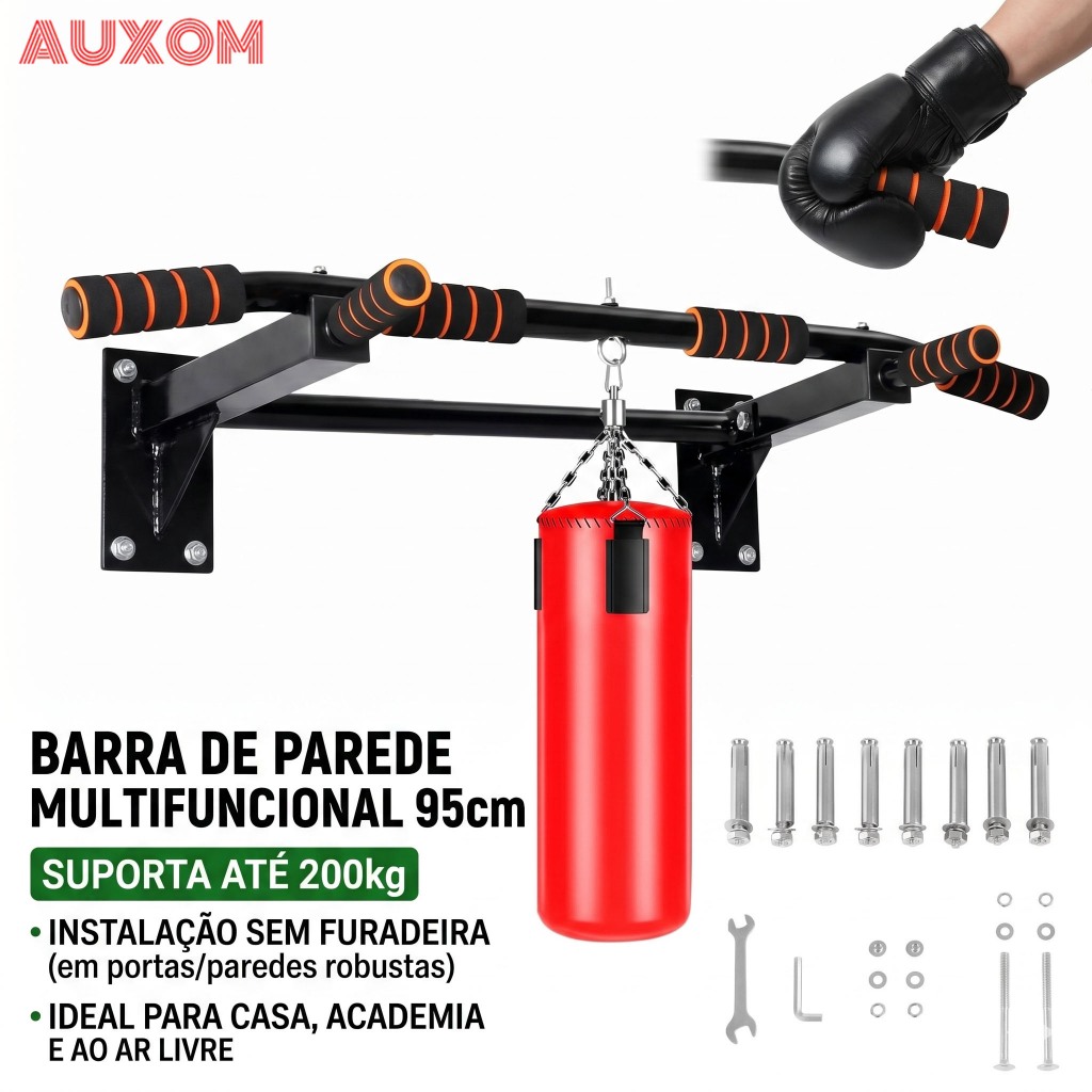 95cm Barra Fixa de Parede Reforçada para Musculação Pull Up Chin
