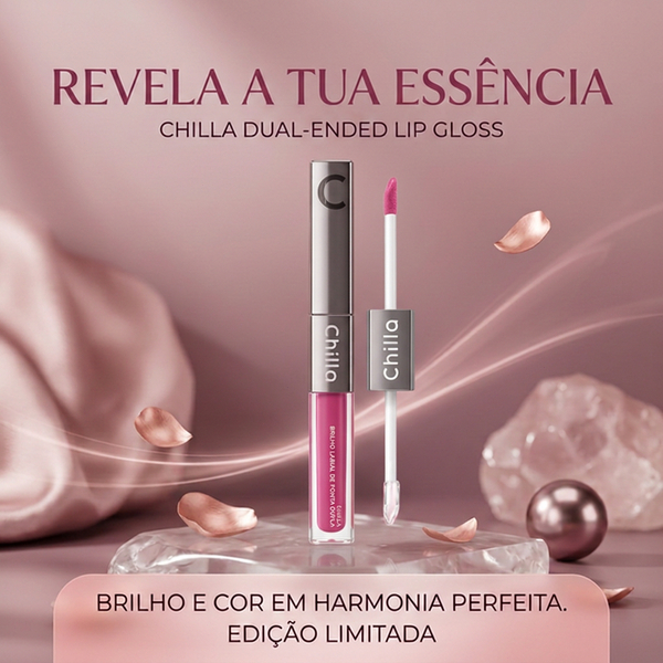 Chilla Kit Lip Duo - Batom Líquido Duplo Lado,Acabamento Matte e Brilhante, À Prova D'água