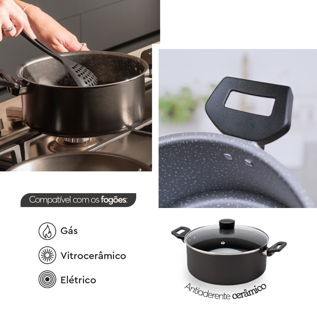 Caçarola com Tampa Brinox Ceramic Life Naturalle Ø24cm 4,3L Preto Ebony · foto 2