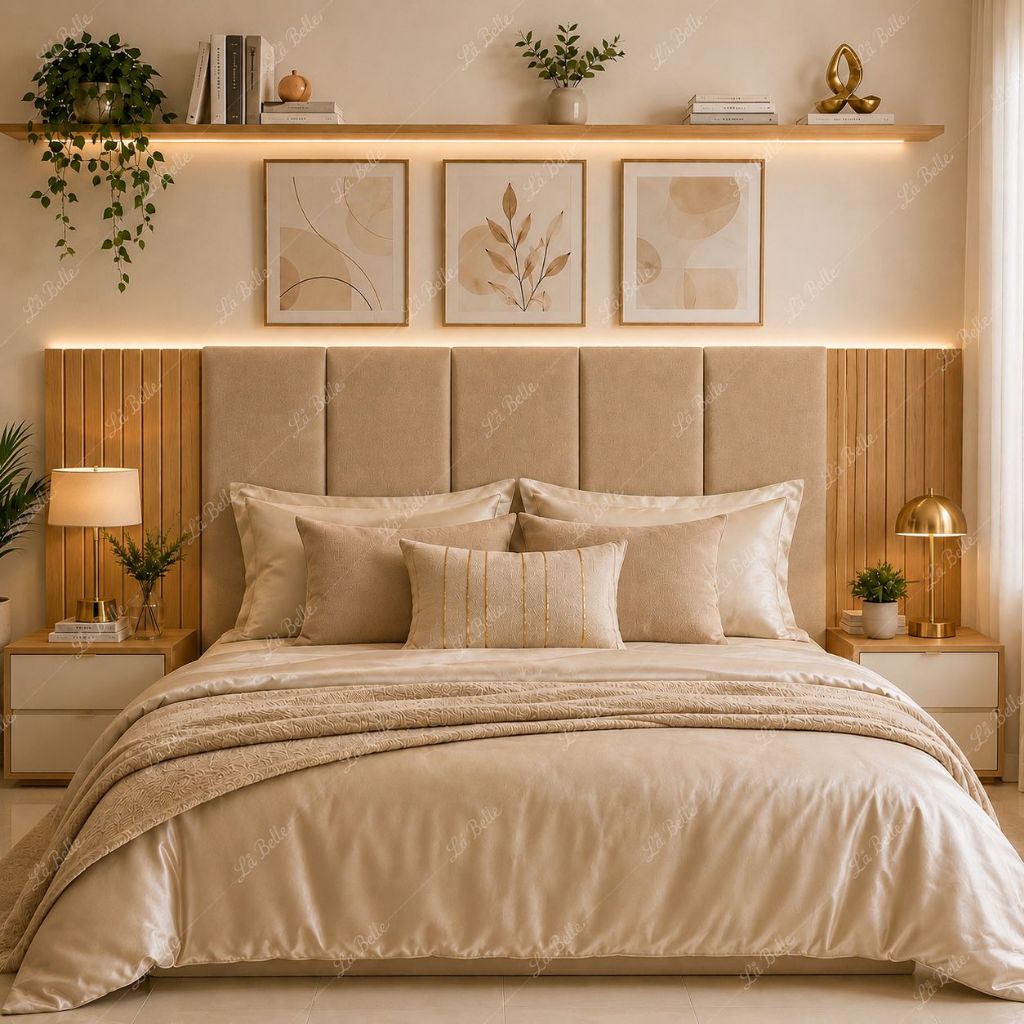 Kit Com Até 12 Peças Cabeceira Modular + Painel Ripado MDF  Cama Box Casal King Queen - Envio Full