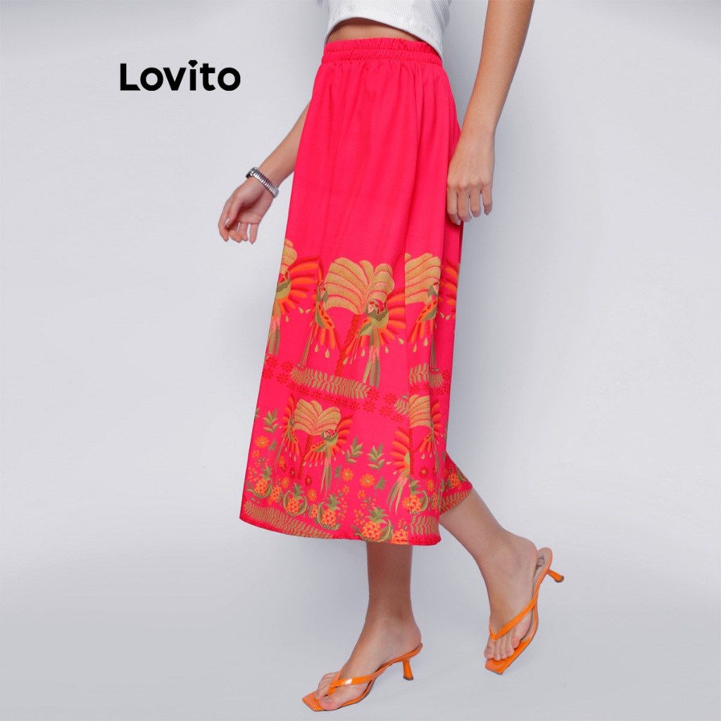 Lovito Bossa Saia Midi Feminina Estampada SKB853BRL883