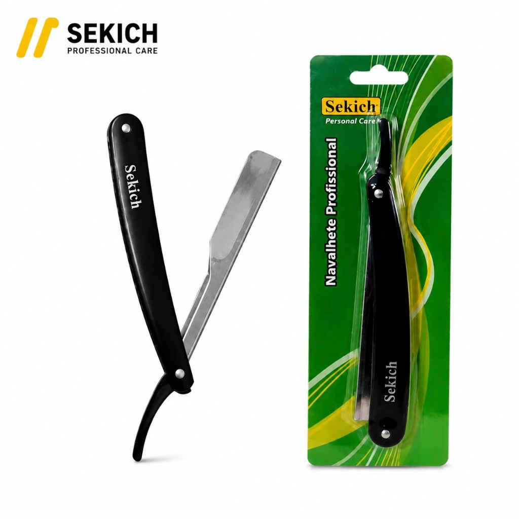 Navalhete Profissional Barbeiro Cabelo Barba Aço Inox Reutilizável Kit 2 Unidades Corte Preciso Sekich