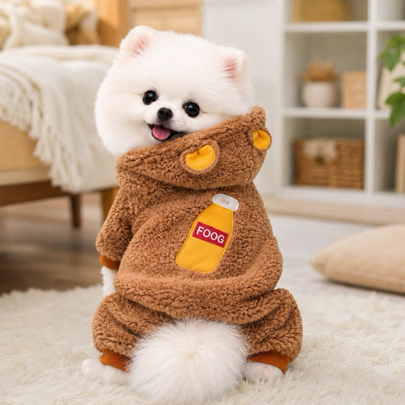 Roupa Pet Estilo Com Forro De Lã Macacão Roupinha Pet Inverno Frio