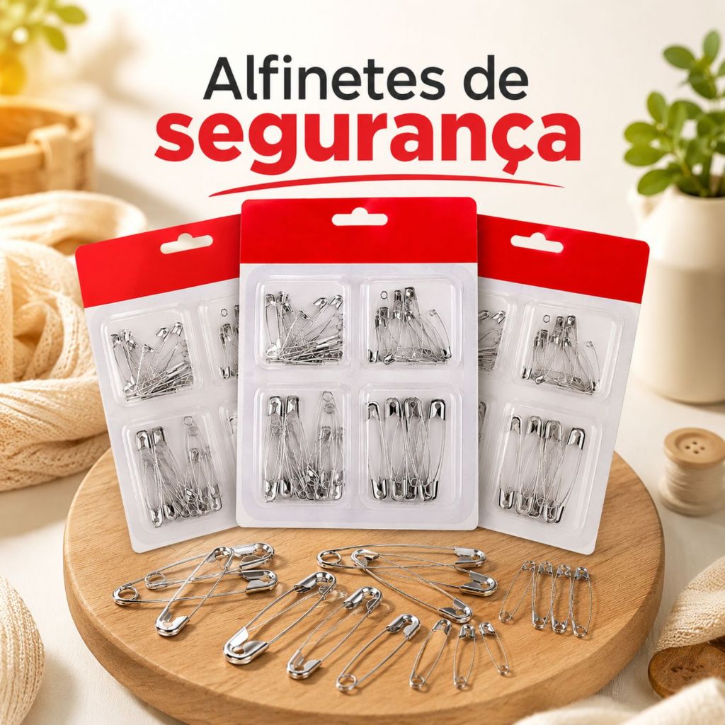 Kit Alfinete De Segurança Em 4 Tamanhos Costura Fralda Pregadeiras de Metal