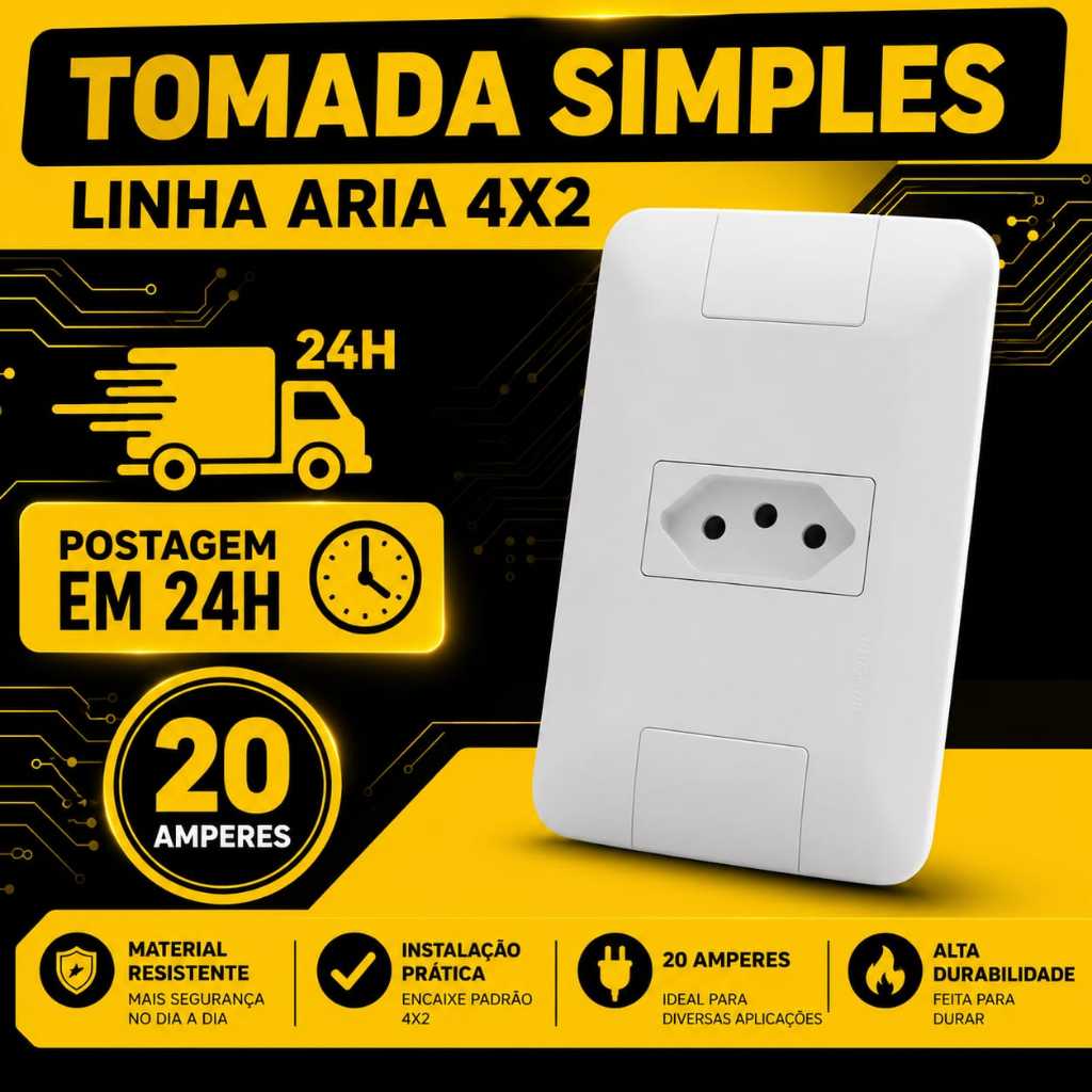 Kit Tomada 20A Tramontina 4x2 Linha Aria (Pino Grosso) 20 Amperes