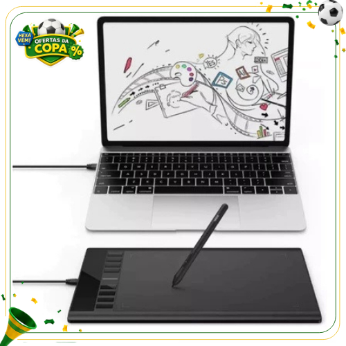 Mesa Digitalizadora 11,6" Desenho Digital 8192 Níveis de Pressão Caneta Sensível para Ilustração