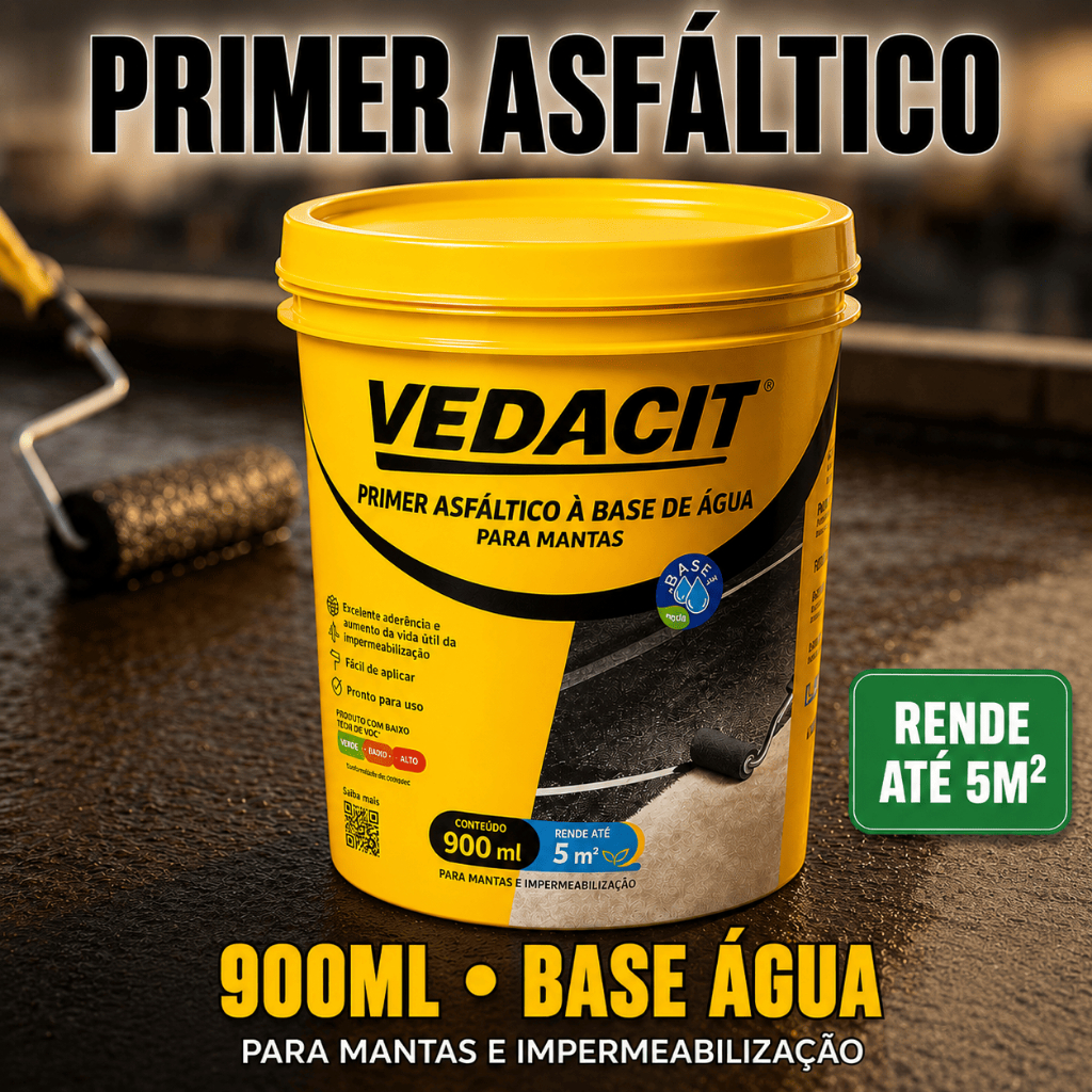 Primer Asfáltico Vedacit 900ml Base Agua Manta Impermeabilização Preparador de Superfície
