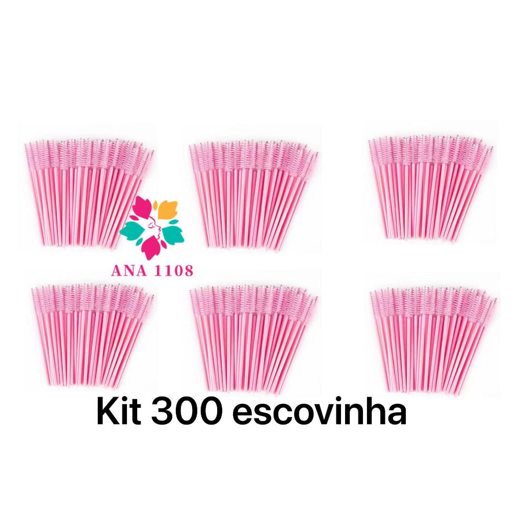 KIT 300 unidades Escovinhas com glitter e sem Glitter Extensão de Cílios e sobrancelha