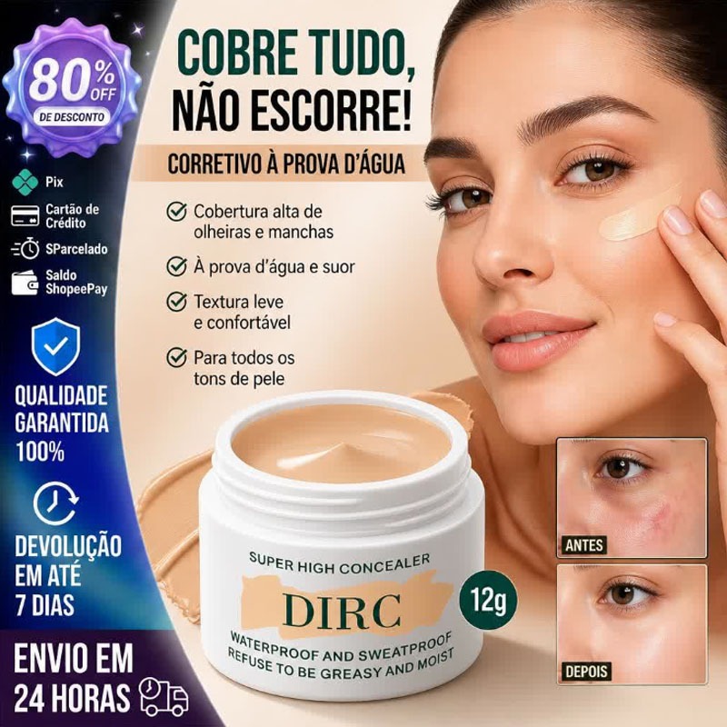 Crme Corretivo À Prova D'água Cobre Manchas Faciais  Espinhas E Base Para Olheiras 12g