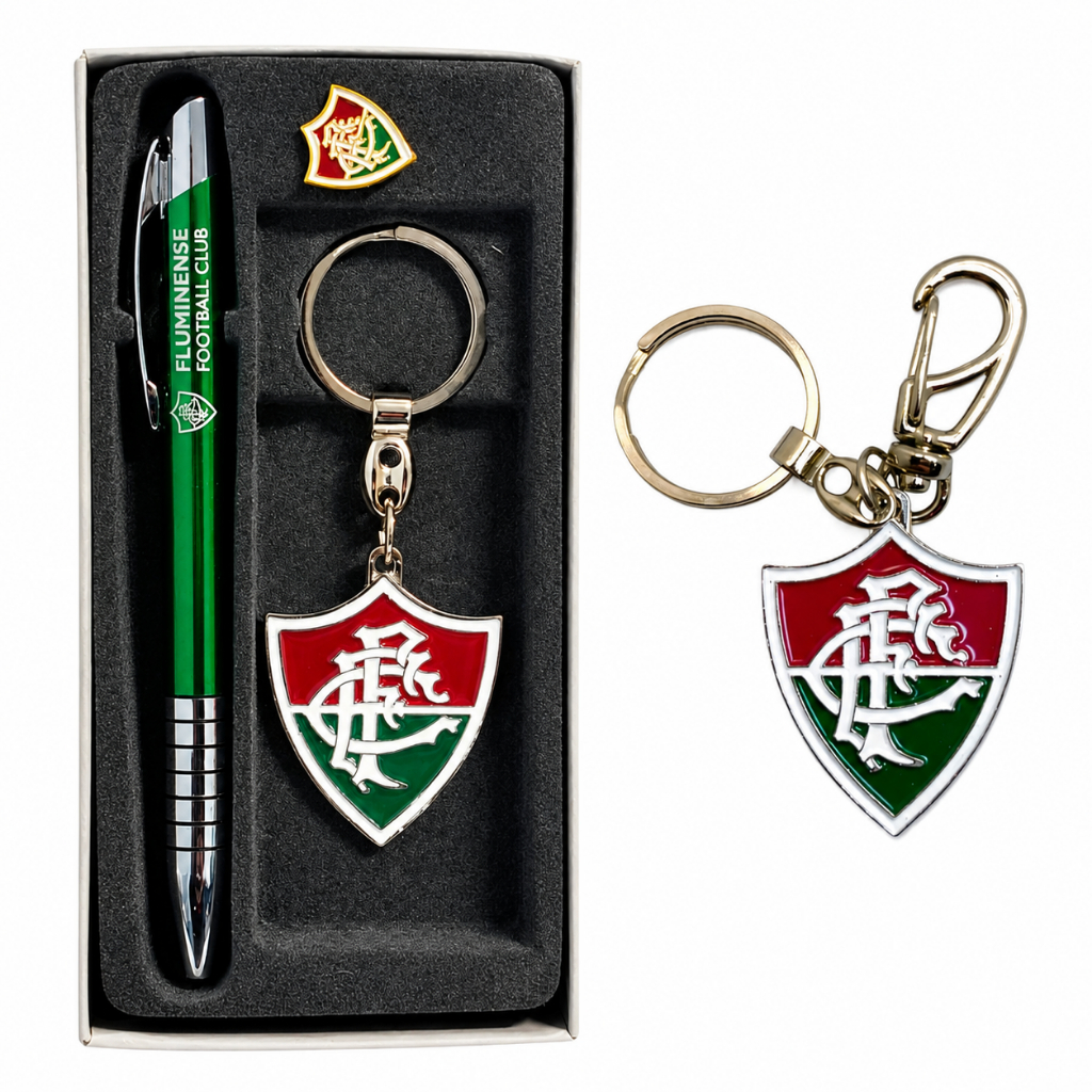 KIT OFICIAL FLUMINENSE / CANETA, CHAVEIRO E BOTON FLUMINENSE