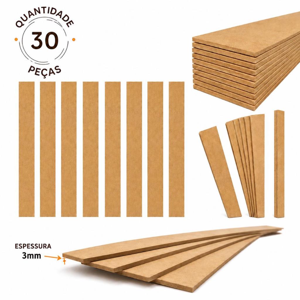 kit 30 ripas lambri shiplap mdf cru 3mm espessura ripado painel cabeceira moldura decoração moderna