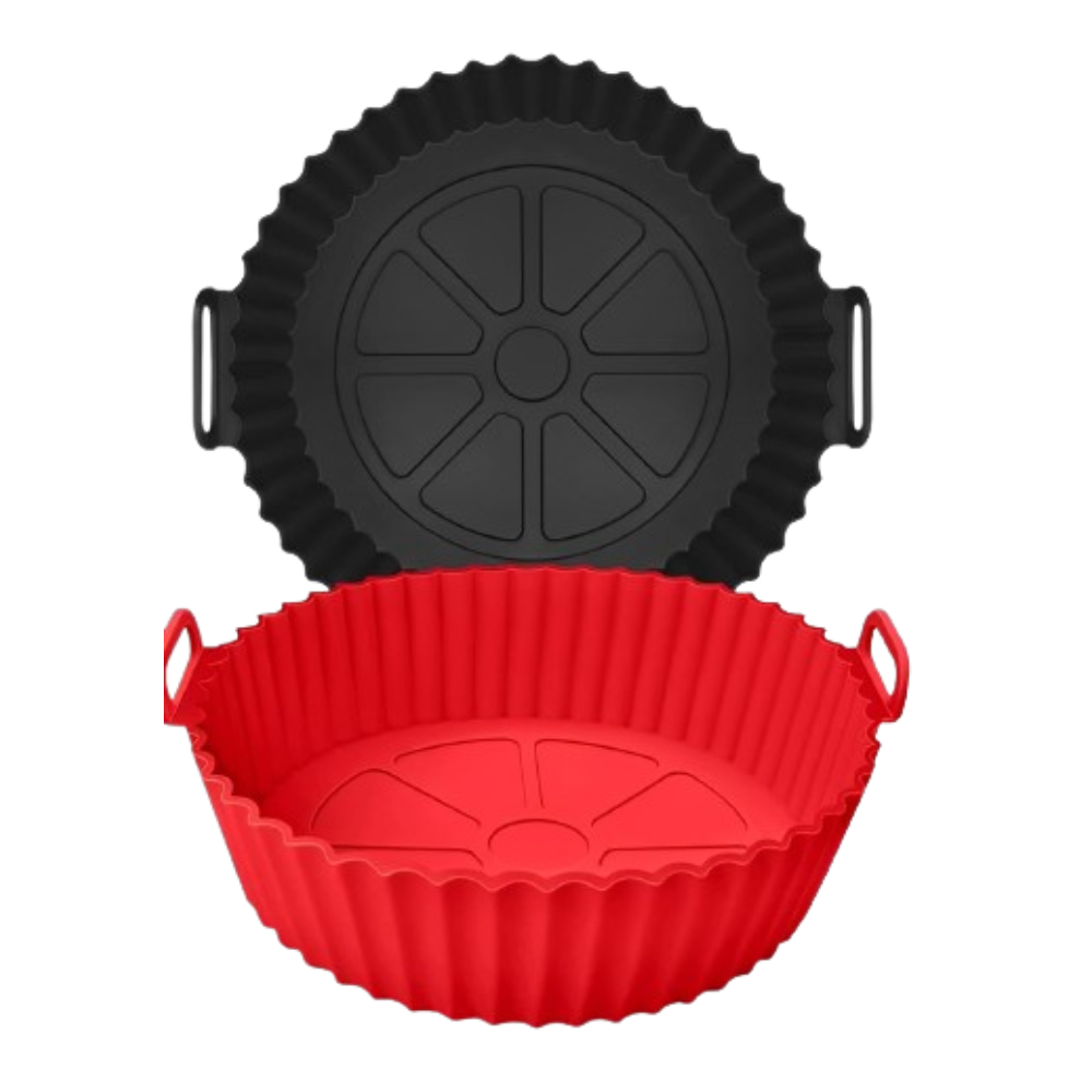 Kit 2 Formas de Silicone para Air Fryer, Forno Micro-ondas Reutilizáveis, Antiaderentes e Flexível