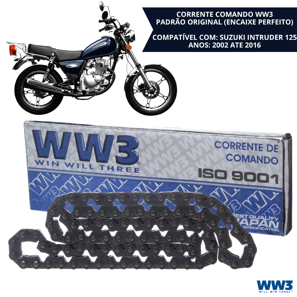 Corrente De Comando Suzuki Intruder 125 Suzuki Katana 125 98 Elos Alta Durabilidade WW3