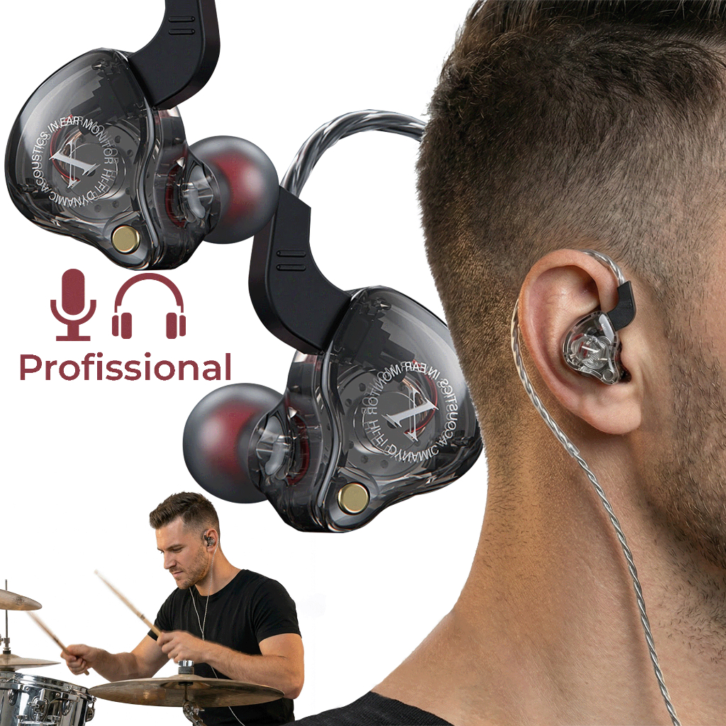 Fone De Ouvido Com Fio Musical Dj Musicos Retorno Palco Graves Gamer In Ear Controle de Volume