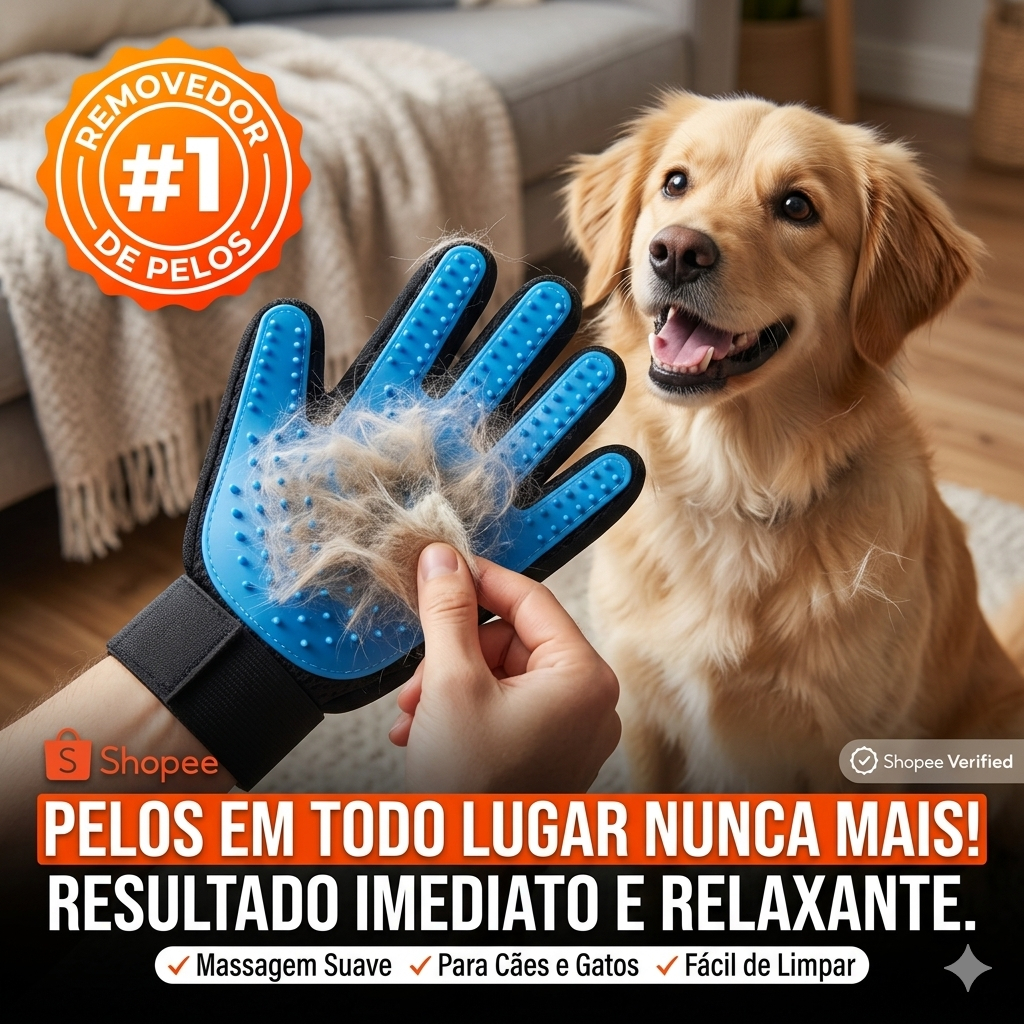 Luva Tira Pelos Pet Reutilizável Removedor de Pelos Cães Gatos Sofá Roupas Fácil Limpeza