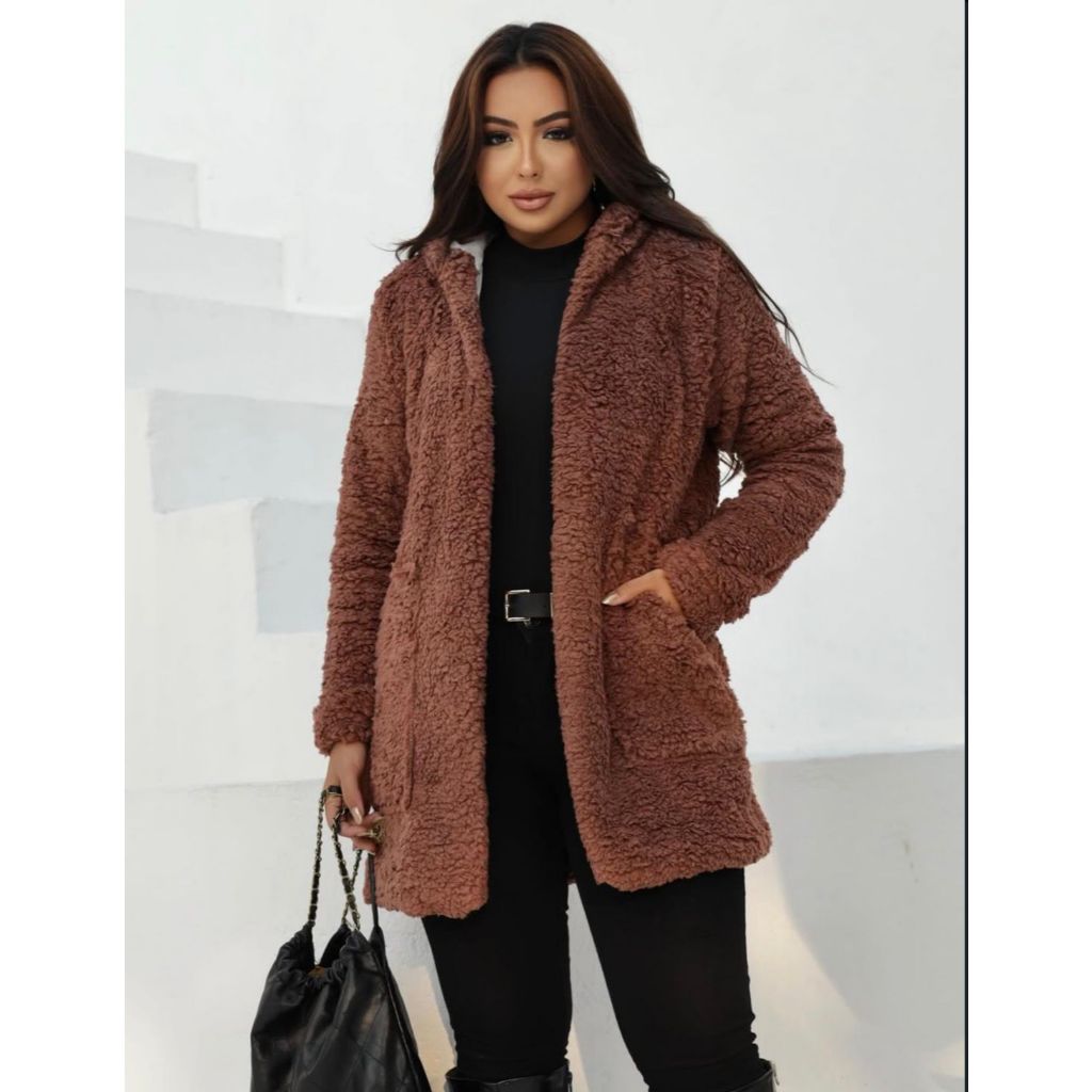 Blazer Jaqueta Teddy Feminino Casaco Forrado